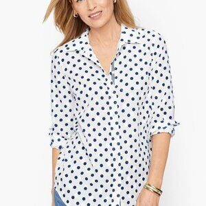 Talbots Preppy green dot button down shirt, sz 2-4